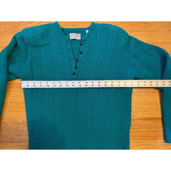 VTG Esprit Hong Kong Label Collection Lambswool Sweater Cable Knit Henley Sz S - Picture 9 of 11